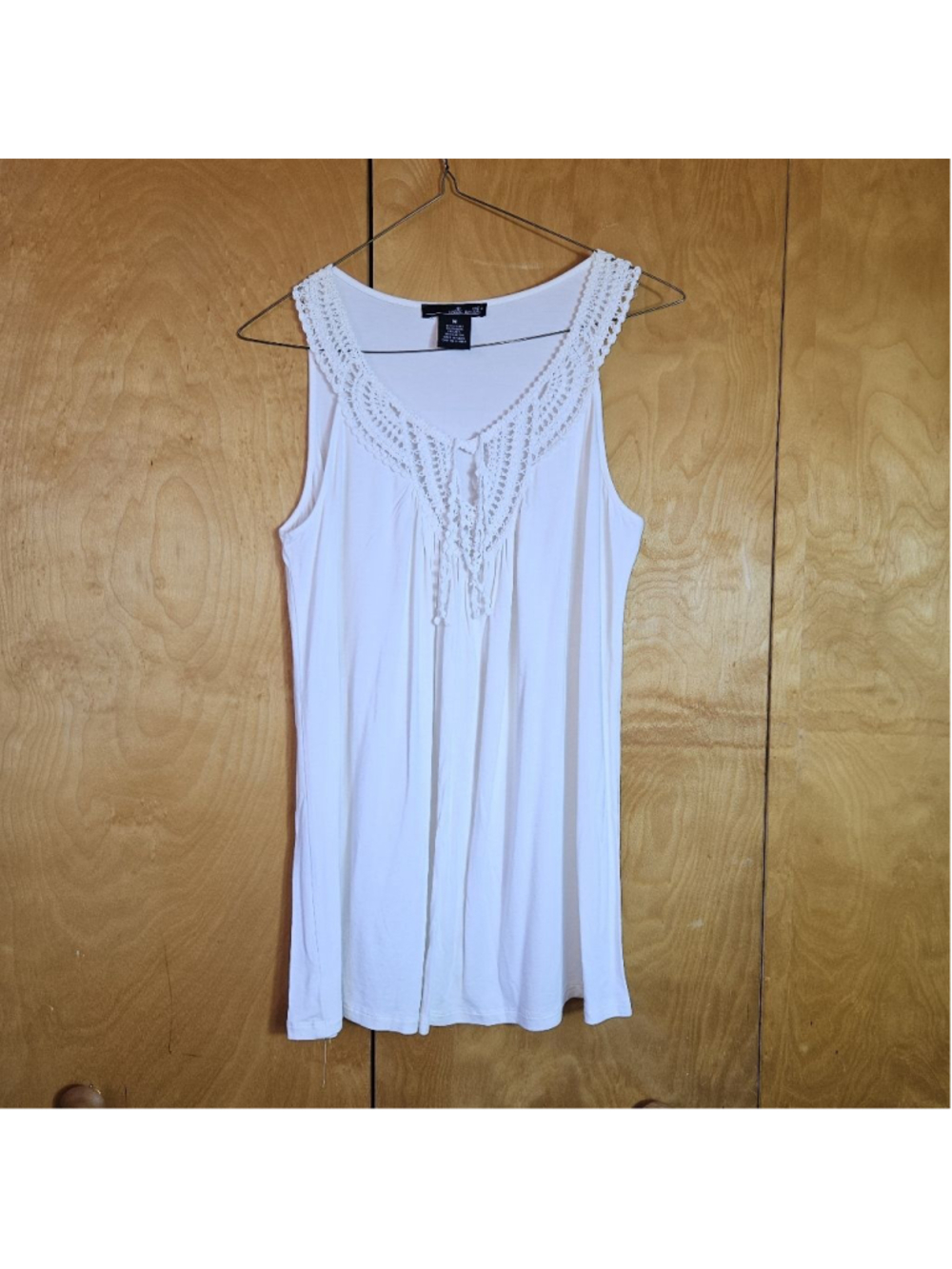 Women's Willi Smith White Crochet Tank Top M